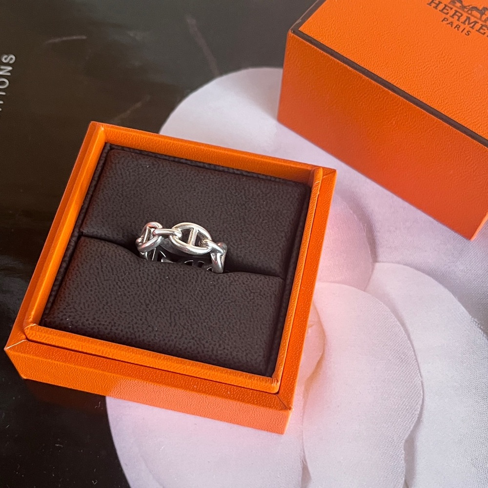 Authentic Hermes Chaine D’ancre silver ring